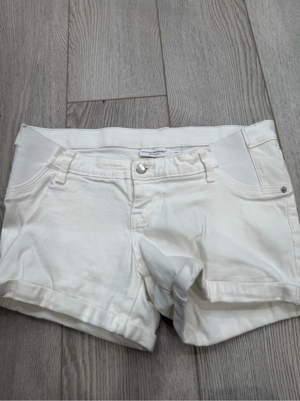 Liz Lange White Stretch Denim Jean Shorts maternity S